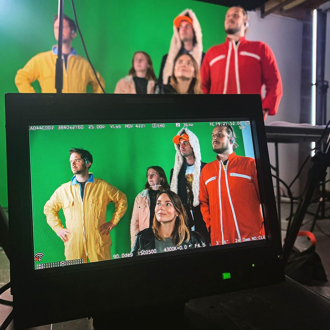 Panique dans l'Espace - combo tournage studio fond vert